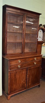 Lot 1406 - Late George III mahogany secretaire bookcase, 124cm wide