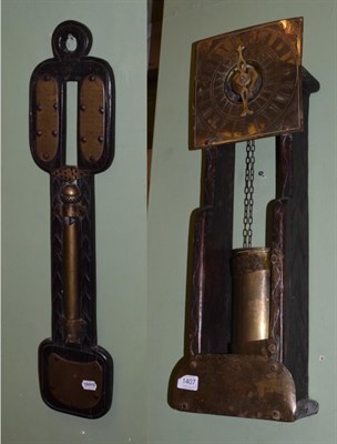 Lot 1407 - ~ Two oak carved cased water clocks