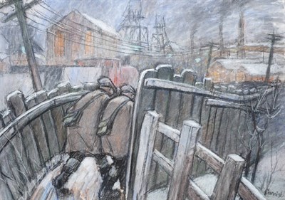 Lot 3044 - Norman Stansfield Cornish MBE (1919-2014) ''Pit Road with Colliery, Winter'' Signed, inscribed...
