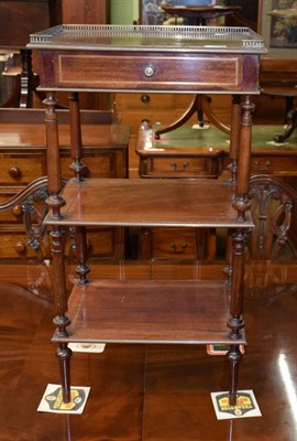 Lot 1294 - A late 19th century brass inlaid three tier etagere