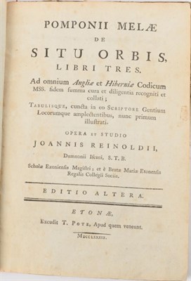 Lot 71 - Mela, Pomponius Pomponii Melae de Situ Orbis Libri Tres...Opera et Studio Joannis Reinoldi....