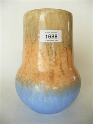 Lot 1688 - A Ruskin Pottery Crystalline and Matt Glaze Vase, of cylindrical design with swollen base,...