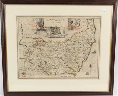 Lot 90 - Jansson, J. Suffolciae Nova et Accurate Delineatio. c.1644. Later hand-colouring, framed and...