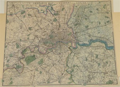 Lot 125 - Cruchley, G.F. Ordnance Map of the Country Round London. G.F. Cruchley, 81, Fleet Street,...