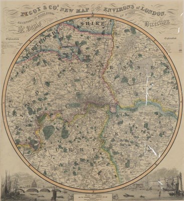 Lot 133 - James Pigot Pigot's New Map of the Environs of London. Pigot & Co., 1839. Hand-coloured,...