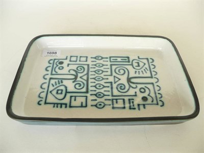 Lot 1698 - A Troika St Ives Pottery Shallow Dish, circa 1963-64, of rectangular design, on a white and...