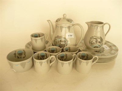 Lot 1704 - A Wedgwood Travel Windsor Gray Fine Earthenware Coffee Set, designed by Eric Ravilious,...