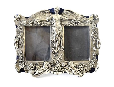 Lot 2 - A Silvered Metal Double Photograph-Frame, Apparently Unmarked, 20th century, oblong, the mounts...