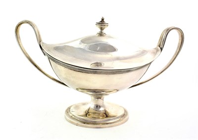 Lot 36 - A George III Silver Sauce-Tureen and Cover, by Abstainando King, London, 1802, boat-shaped and...