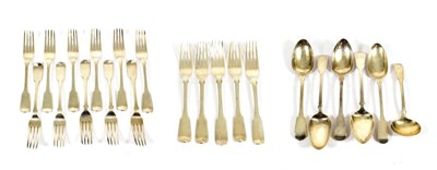 Lot 39 - A Collection of George III, George IV, William IV and Victorian Silver Flatware,  Fiddle...