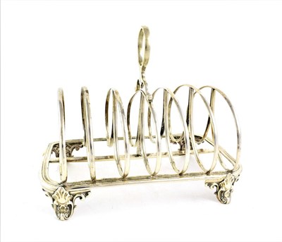 Lot 43 - A William IV Silver Toast-Rack, Maker's Mark  Worn, Possibly Reily and Storer, London, 1837,...