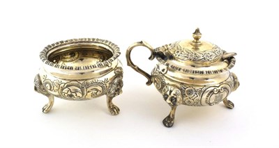 Lot 64 - A Three-Piece Victorian Silver Condiment-Set with a George V Silver Mustard-Pot to Match, by...