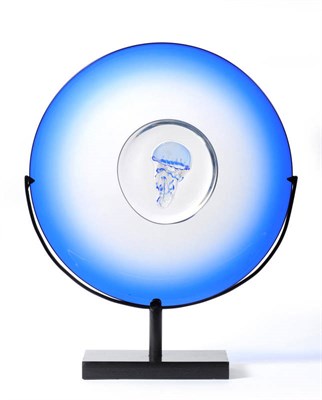 Lot 1716 - An Aureliano Toso Murano Marine Aquarium Sculpture, the outer blue glass disc encompassing a...