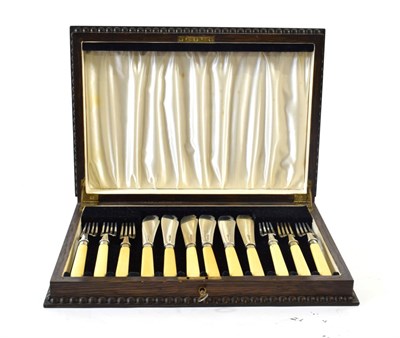 Lot 104 - A Set of Six Silver-Mounted Ivory Fish-Eaters, The Blades and Tines by Joseph Rogers and Sons,...