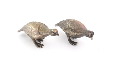 Lot 116 - A Pair of Elizabeth II Silver Models of Grouse, by Richard Comyns, London, 1965, each realistically