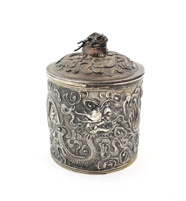 Lot 121 - A Chinese Export Silver Canister, maker's mark SS, possibly for Sun Shing, Hong Kong, late 19th...