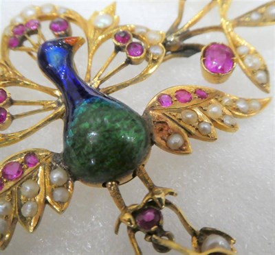 Lot 196 - A Peacock Necklace, possibly Indian, the body of the peacock enamelled in blue and green, with...