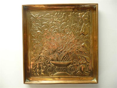 Lot 1727 - A Keswick School of Industrial Arts Brass Tray, made for Levens Hall, Kendal topiary garden,...