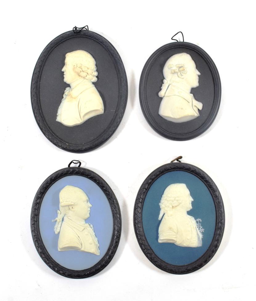 Lot 489 - A Wedgwood Jasper Portrait Medallion, 19th century, with a bust portrait of Carl Linnaeus on a blue