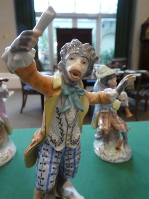 Lot 531 - A Carl Thieme, Potschappel Porcelain Eleven Piece Monkey Band, 20th century, after the Meissen...