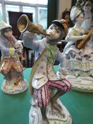 Lot 531 - A Carl Thieme, Potschappel Porcelain Eleven Piece Monkey Band, 20th century, after the Meissen...