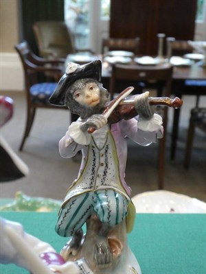 Lot 531 - A Carl Thieme, Potschappel Porcelain Eleven Piece Monkey Band, 20th century, after the Meissen...