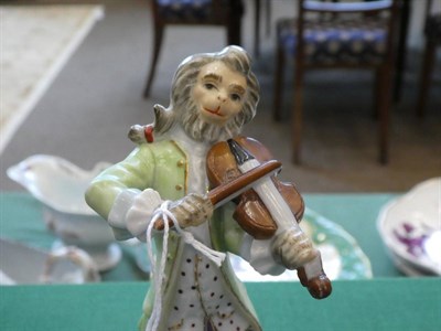 Lot 531 - A Carl Thieme, Potschappel Porcelain Eleven Piece Monkey Band, 20th century, after the Meissen...