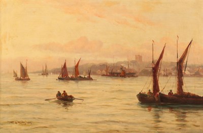 Lot 1000 - Attributed to Thomas Bush Hardy RBA (1842-1897) Shipping at Sunset Signed and dated 1887, oil...