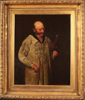 Lot 1001 - English School (19th century) The Violin Maker Monogrammed RHF, oil on canvas, 50.5cm by 40.5cm