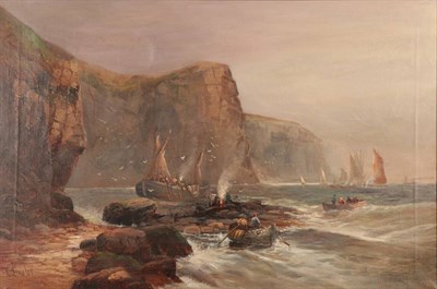 Lot 1024 - Attributed to Walter Linsley Meegan (1859-1944) Shipping off Flamborough Head Signed W Linsley, oil