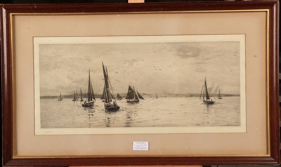 Lot 1025 - William Lionel Wyllie (1851-1931) ''Sailing off Dover'' Signed, etching, together with two...