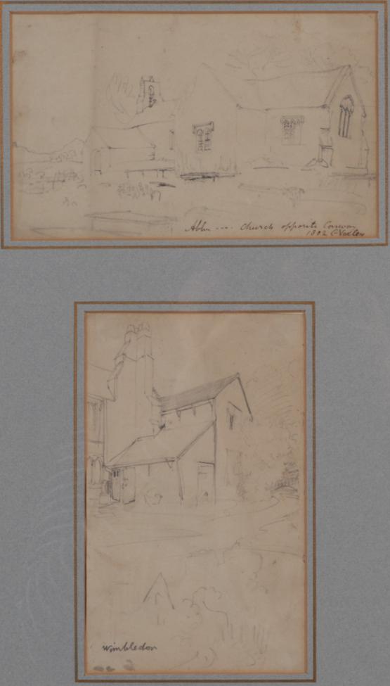 Lot 1031 - Cornelius Varley (1781-1873)  ''Church Opposite Conway'' ''Wimbledon'' One signed and dated,...