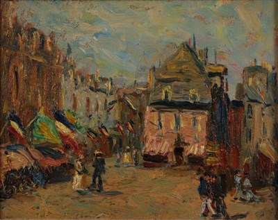 Lot 1032 - Alide Goldschmidt (1885-1967) French street scene Oil on board, together with a further seascape by