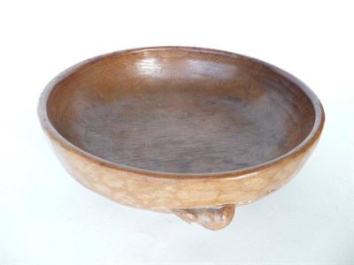 Lot 1772 - A Robert "Mouseman" Thompson Oak Circular Fruit Bowl, with carved mouse signature to the...