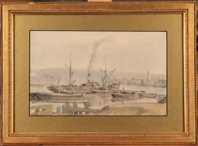 Lot 1036 - William Thomas Hawkesworth (1853-1935) ''On the Medway'' Inscribed verso, watercolour, 13.5cm...