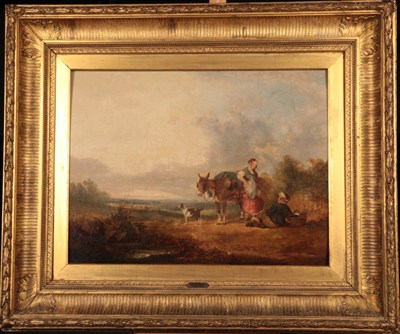 Lot 1043 - William Shayer Snr (1787-1879) Resting after harvest Oil on panel, 44.5cm by 55cm