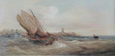 Lot 1047 - William Edward Webb (1862-1903) Returning to harbour in stormy seas Bears signature, oil on canvas