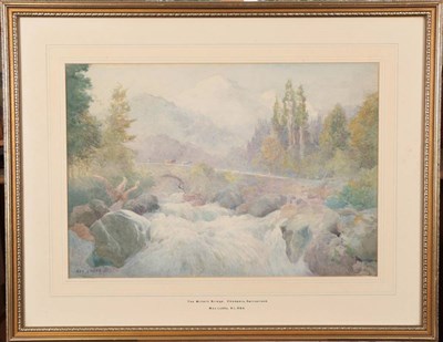 Lot 1048 - Max Ludby RI RBA (1858-1943) The Miller's Bridge, Champery, Switzerland Signed, watercolour,...