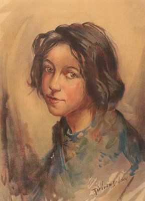Lot 1049 - Henry Raeburn Dobson (1901-1985) Portrait of an unknown girl Signed, watercolour, 35cm by 26cm...