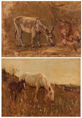 Lot 1054 - James William Booth (1867-1953) Study of a mare and foal in a landscape Signed, oil on board,...