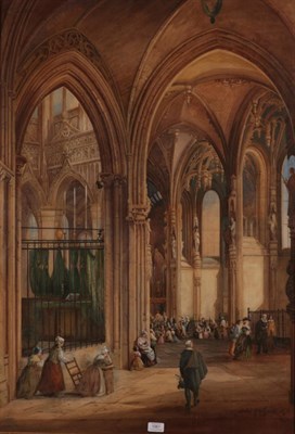 Lot 1061 - Selim Rothwell (1812-1881)  Cathedral interior Signed and dated 1875, watercolour, 105.5cm by...