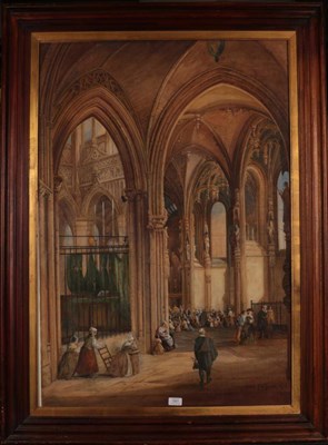 Lot 1061 - Selim Rothwell (1812-1881)  Cathedral interior Signed and dated 1875, watercolour, 105.5cm by...