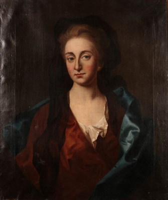 Lot 1063 - Circle of Michael Dahl (1659-1743) Portrait of a lady in mauve dress with blue shawl Oil on canvas