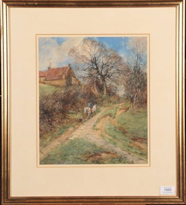 Lot 1065 - John Atkinson (1863-1924) ''In Glaisdale, horse and rider'' Signed, watercolour, 34cm by 29cm...