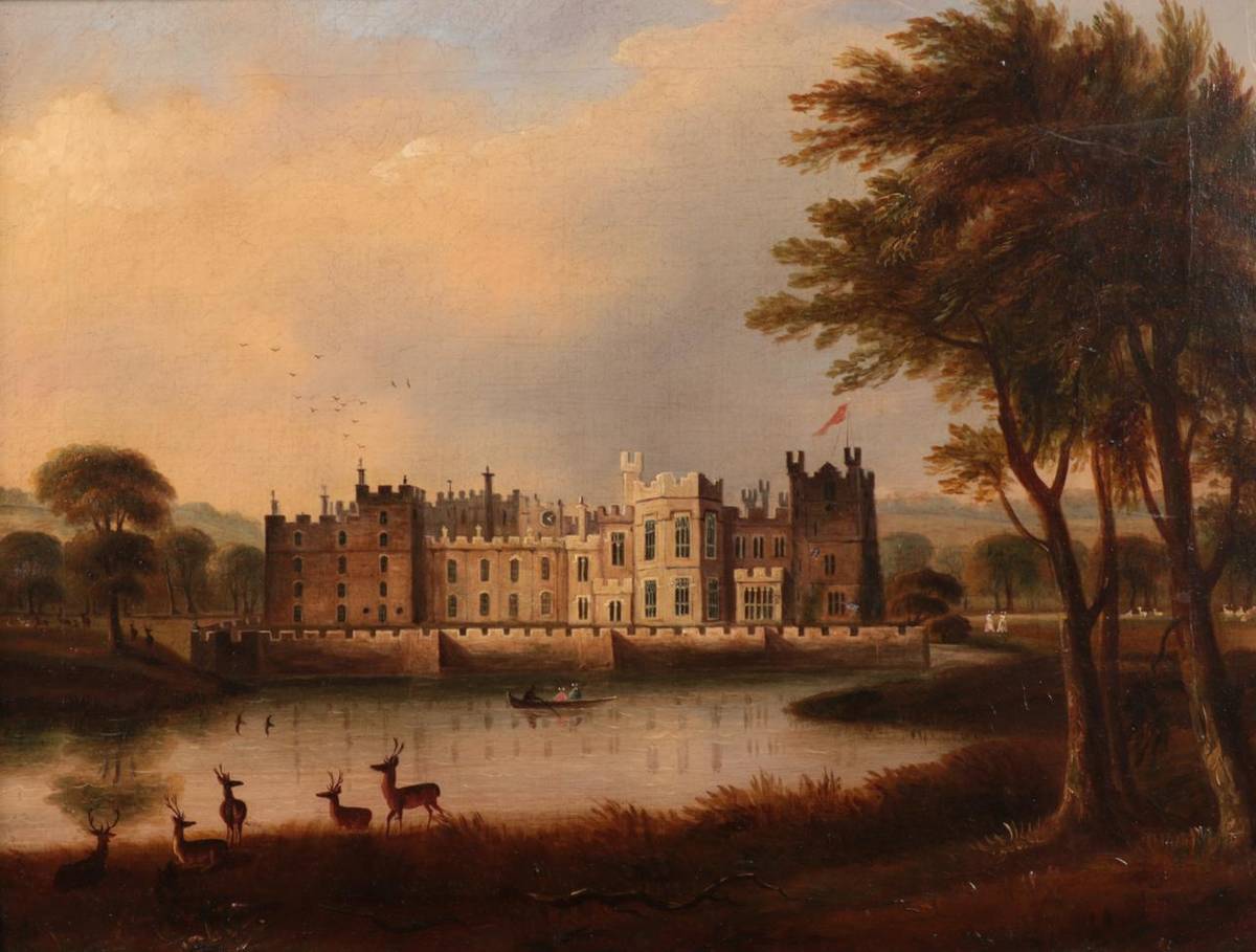 Lot 1070 - J Miller (19th century)  A view of Raby Castle, County Durham Signed and dated (18)47 verso, oil on