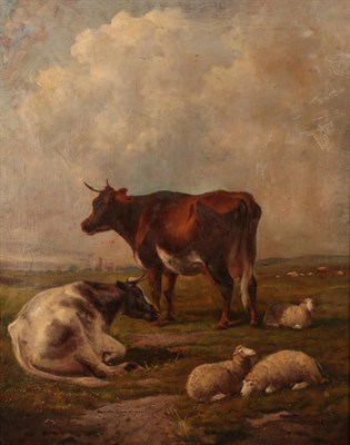 Lot 1073 - Attributed to Thomas Sidney Cooper (1803-1902) Cattle at pasture Bears signature, oil on...