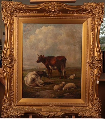 Lot 1073 - Attributed to Thomas Sidney Cooper (1803-1902) Cattle at pasture Bears signature, oil on...