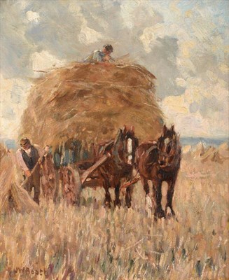 Lot 1076 - James William Booth ARCA (1867-1953) The Haywain Signed, oil on canvas, 29cm by 24.5cm...