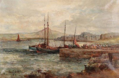 Lot 1079 - Jane E. Spindler (1856-1939) Unloading the Herrings, Lerwick Scotland Signed and dated 1899, oil on