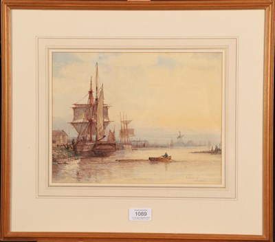 Lot 1089 - Frederick James Aldridge (1850-1933)  ''On the Arun at Little Hampton''  Signed and inscribed,...